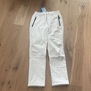 Kids' White Joggers with Black Zippers